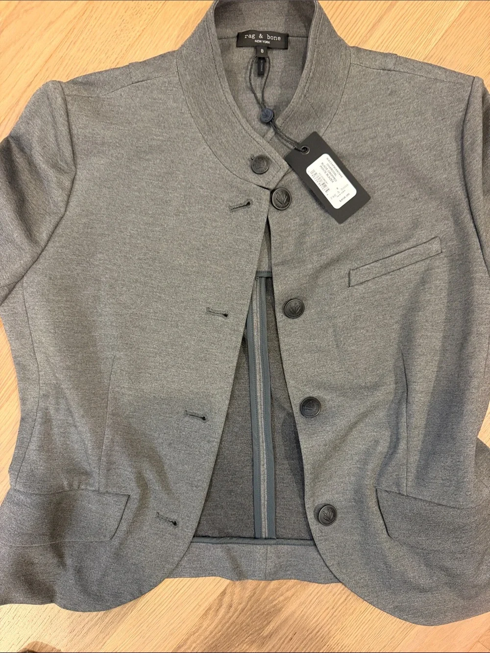rag & bone Charcoal Gray Stand-Collar Blazer Jacket